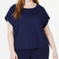 आइलीन फिशर वीमेंस स्कूप नेक टी ब्लू साइज़ 3X