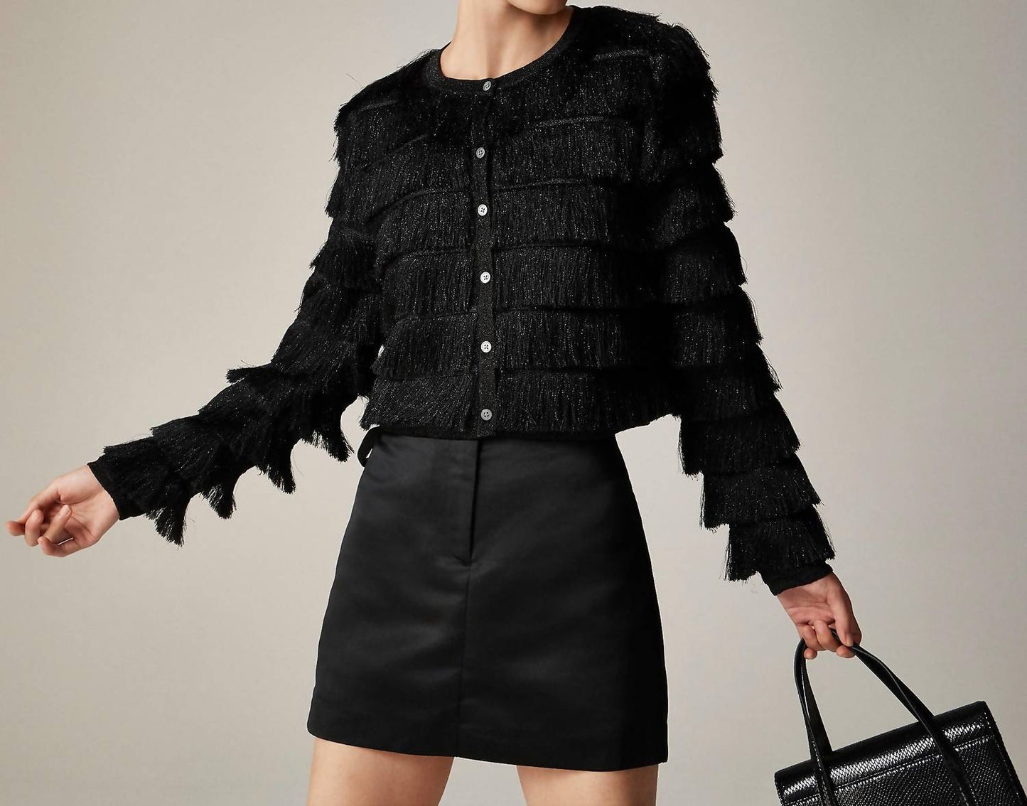 J.Crew - Fringe Cardigan In Metallic Yarn
