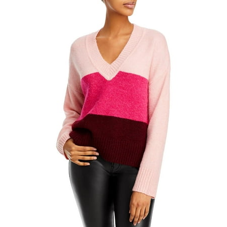Aqua Womens Colorblock Knit Pullover Sweater