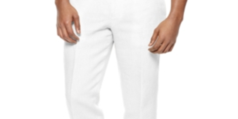 Tasso Elba Men's Flat Front Straight Casual Pants White Size 36X30