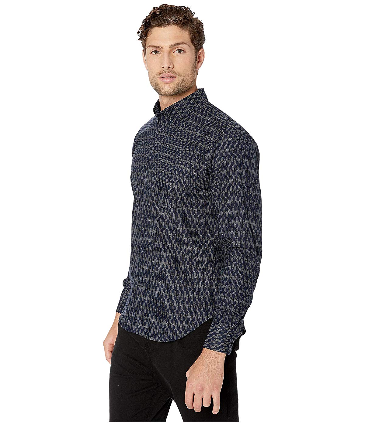 Naked & Famous Men's  Easy Button Down Shirt Blue Size Large
