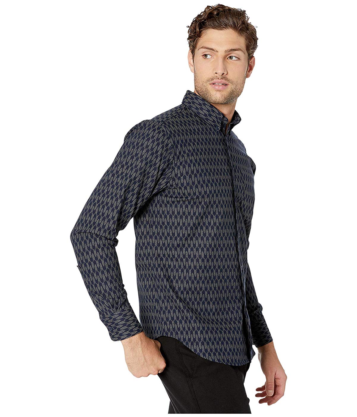 Naked & Famous Men's  Easy Button Down Shirt Blue Size Large
