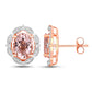 3.52 Carat Genuine Morganite and White Diamond 14K Rose Gold Earrings