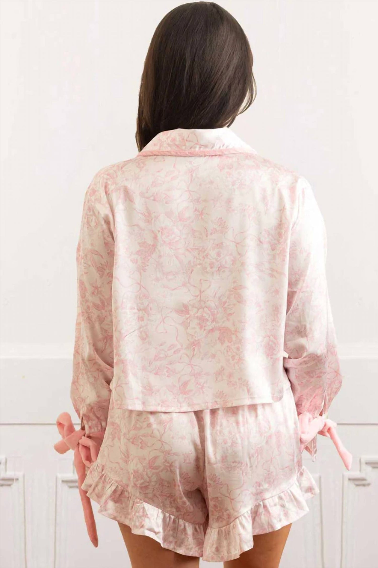 8 Oak Lane - Lane Satin Ruffle Pajama Short Set