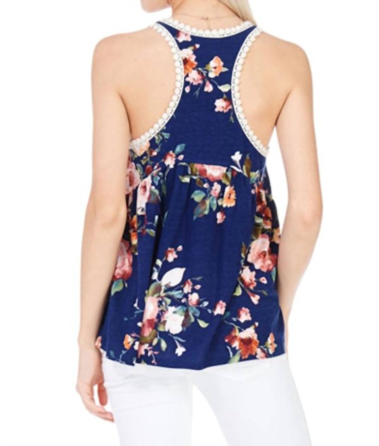 7Th Ray - Floral Print Racerback Babydoll Top