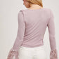 Bluivy - Lace Trim Square Neck Knit Top