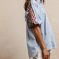 Bibi - Stripe Pattern Shirt With Leopard Top
