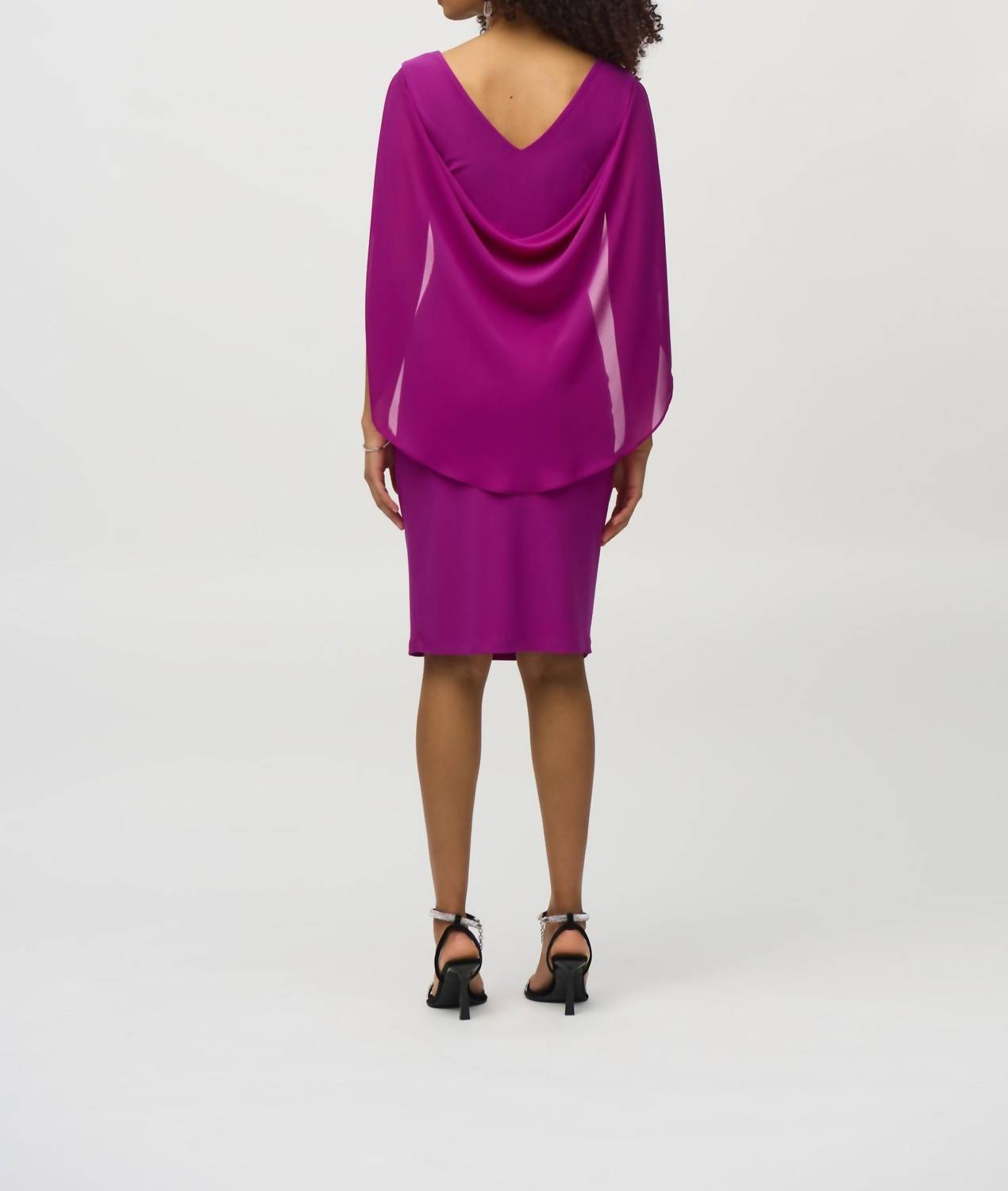 Joseph Ribkoff - Chiffon Overlay V-neck Sheath Dress