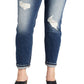 Silver Jeans Co. Women's Distressed Straight Leg Boyfriend Jeans Blue Size 20W