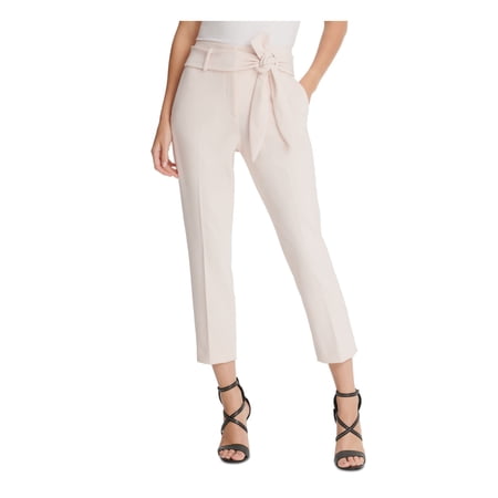 DKNY Womens Pink Belted Pocketed Capri Pants Size: 14