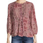 John Paul Richard Women's Cinched Waist Printed Blouse Purple Size Large