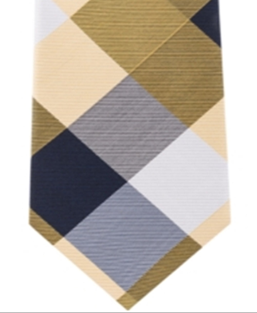 Tommy Hilfiger Men's Bold Plaid Silk Tie Yellow Size Regular