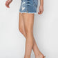 Risen - Stepped Waist Frayed Denim Shorts