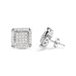 10K White Gold 1 1/10 Cttw Princess Diamond Composite and Halo Stud Earrings (I-J Color, I1-I2 Clarity)