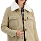 Coffeeshop Junior's Faux Collar Shirt Jacket Brown Size X Small