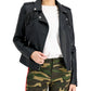 Coffeeshop Junior's Faux Leather Fringe Moto Jacket Black Size Large