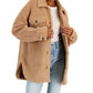 Coffeeshop Junior's Fleece Shirt Jacket Brown Size Small