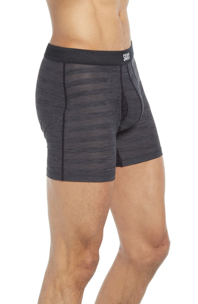Saxx Hot Men's Shot Stripe Performance Boxer Briefs Black Size X-Large
