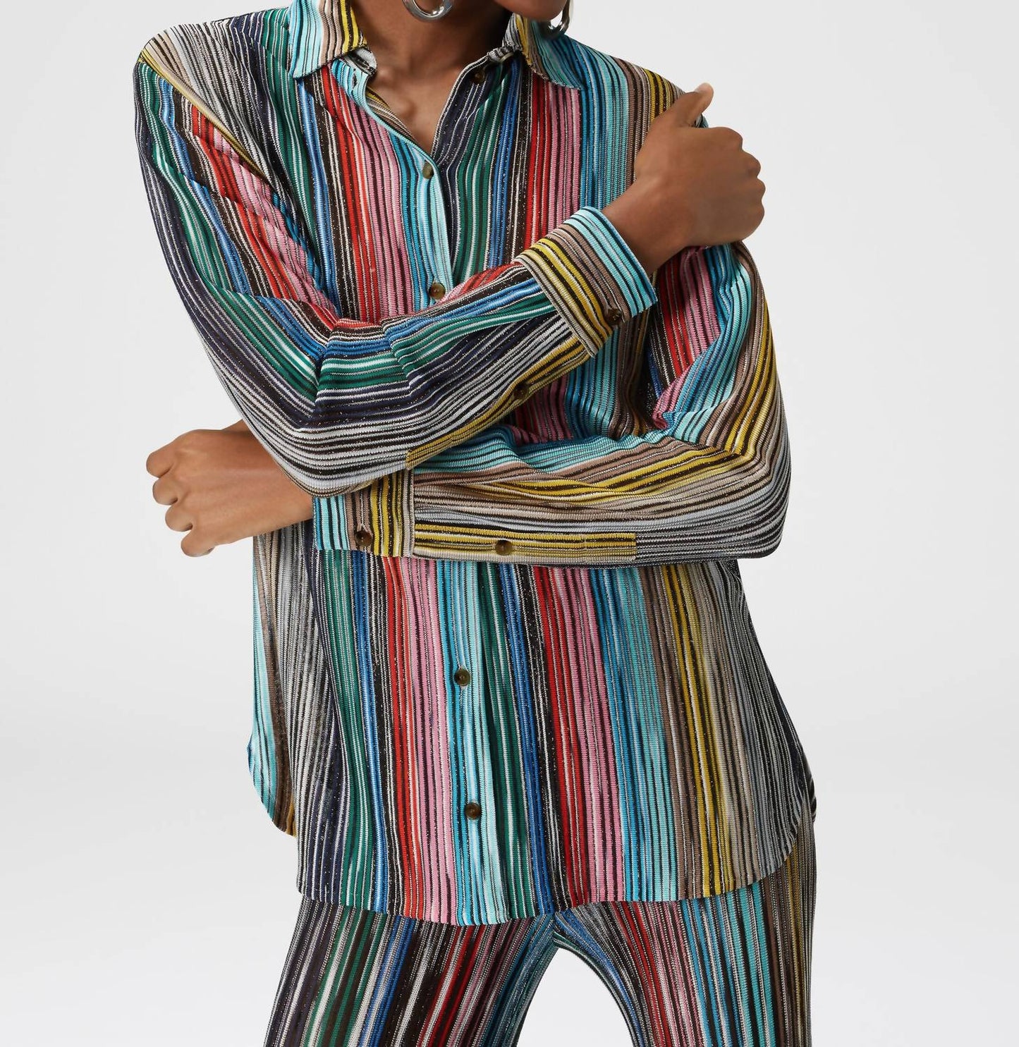 Missoni - Lame slub ribbed knit shirt