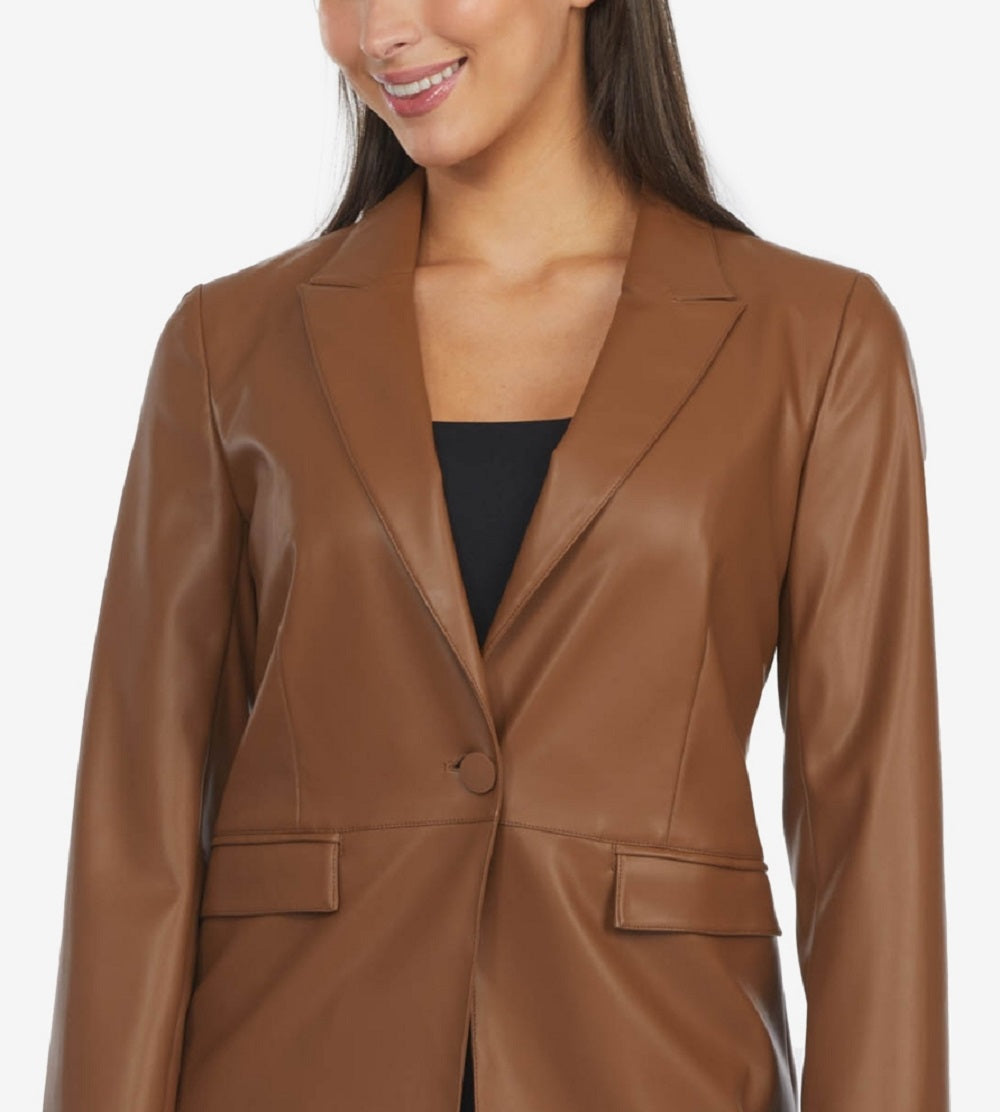 Laundry By Shelli Segal Women's Leather Blazer Brown Size Medium