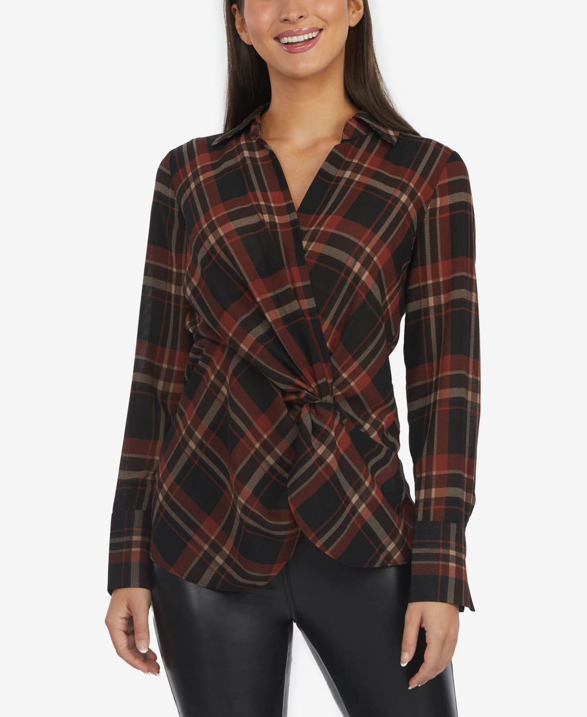 Laundry By Shelli Segal Women's Front Knot Blouse Red Size Large