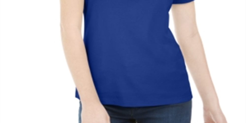 Karen Scott Women's Short Sleeve Scoop Neck Top Blue Size Small
