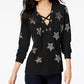 INC International Concepts Women's Embellished Star Hoodie Black Size Small