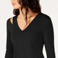 INC International Concepts Women's Cutout V Neck Top Black Size X-Small