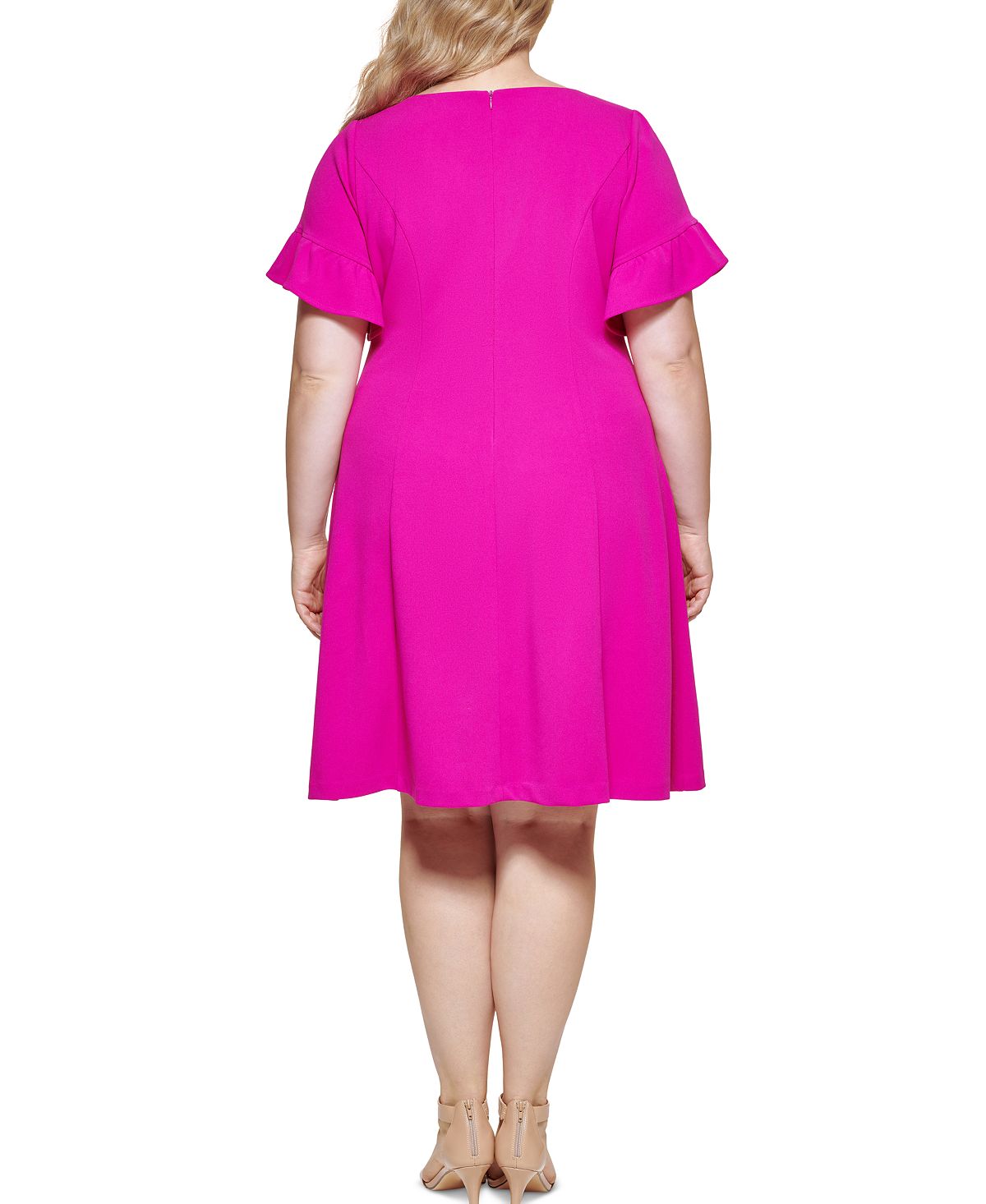 Jessica Howard Women's Flutter Sleeve Fit & Flare Dress Pink Size 22W