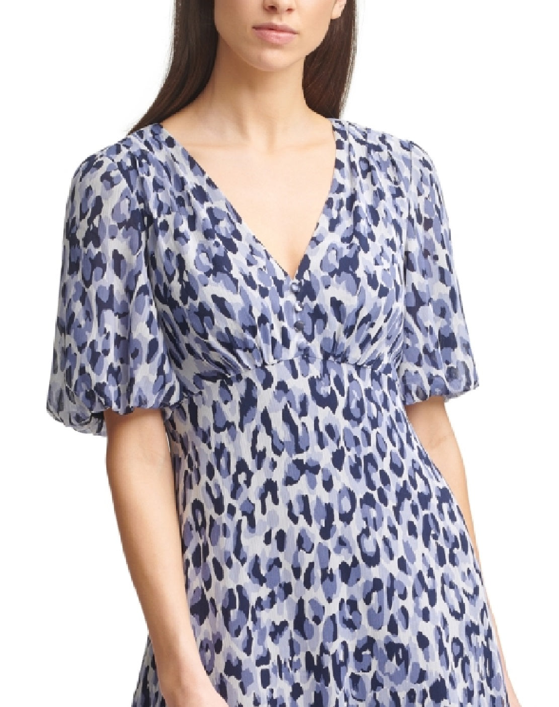 Jessica Howard Women's Cheetah-Print Midi Dress Blue Size 14 Petite