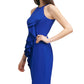 Vince Camuto Women's Halter Neck Laguna Crepe Body Con Dress Blue Size 14
