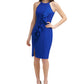 Vince Camuto Women's Halter Neck Laguna Crepe Body Con Dress Blue Size 14
