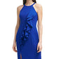 Vince Camuto Women's Halter Neck Laguna Crepe Body Con Dress Blue Size 8
