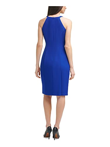 Vince Camuto Women's Halter Neck Laguna Crepe Body Con Dress Blue Size 8