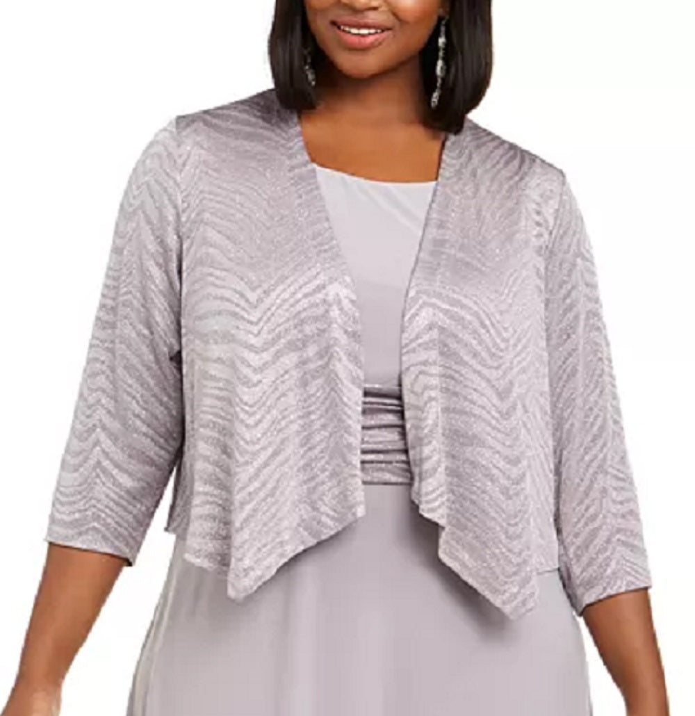 Jessica Howard Women's Midi Dress & Glitter Animal Print Jacket Gray Size 18W