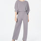Jessica Howard Women's Jewel Neck Evening Wide Leg Jumpsuit Gray Size 16