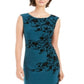 Jessica Howard Women's Floral Ruched Sheath Dress Black Size 12