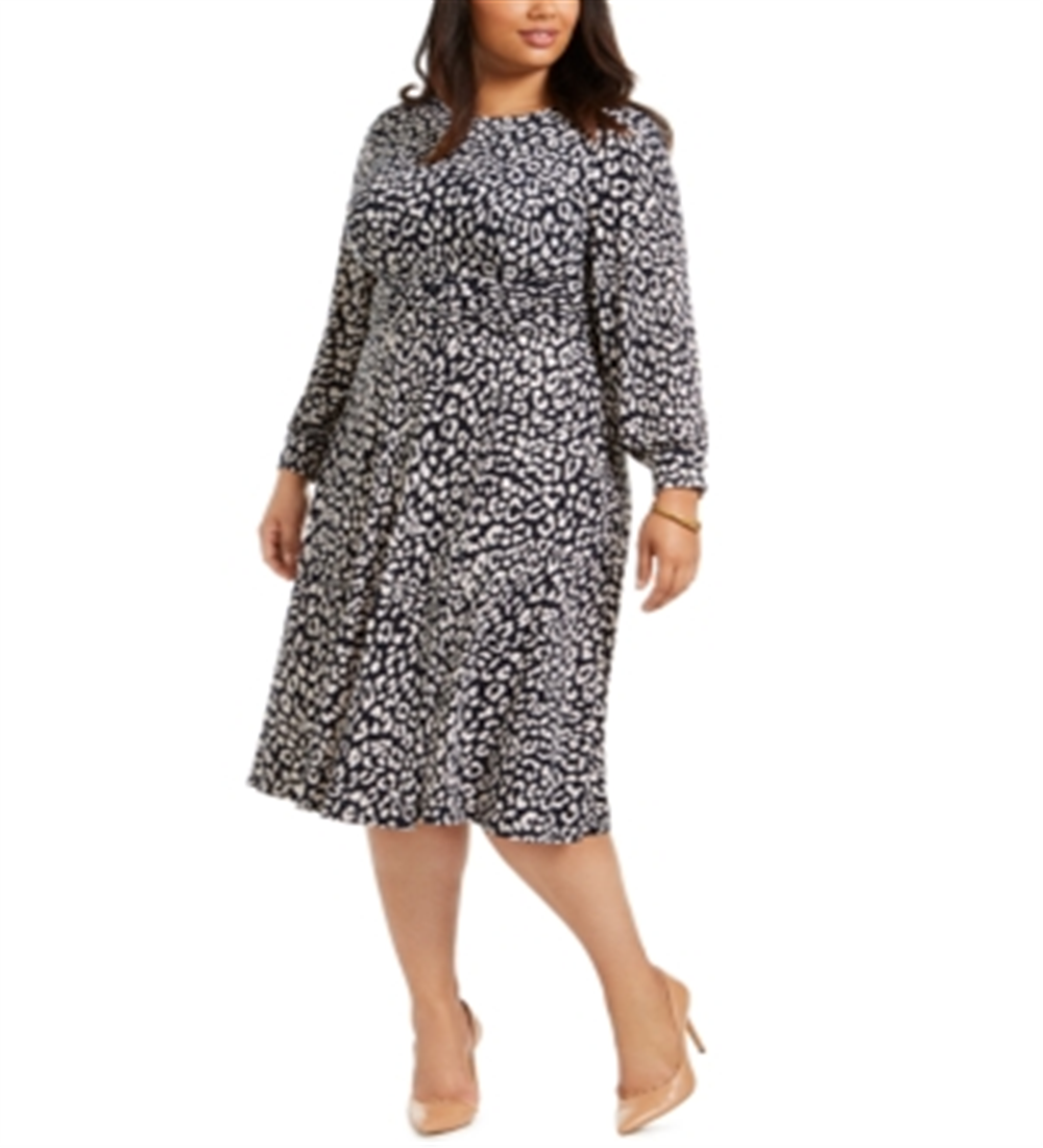 Women's Dress Plus Sheath Cheetah-Print Navy Size 14W