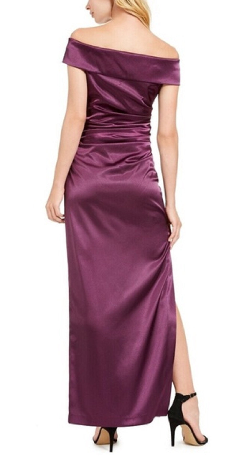 Vince Camuto Women's Off Shoulder Ruched Waist Gown Purple Size 12