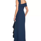 Vince Camuto Women's Ruffled Off The Shoulder Gown Navy Size 4