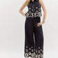 Entro - Scallop Embroidered Hem Wide Leg Pants