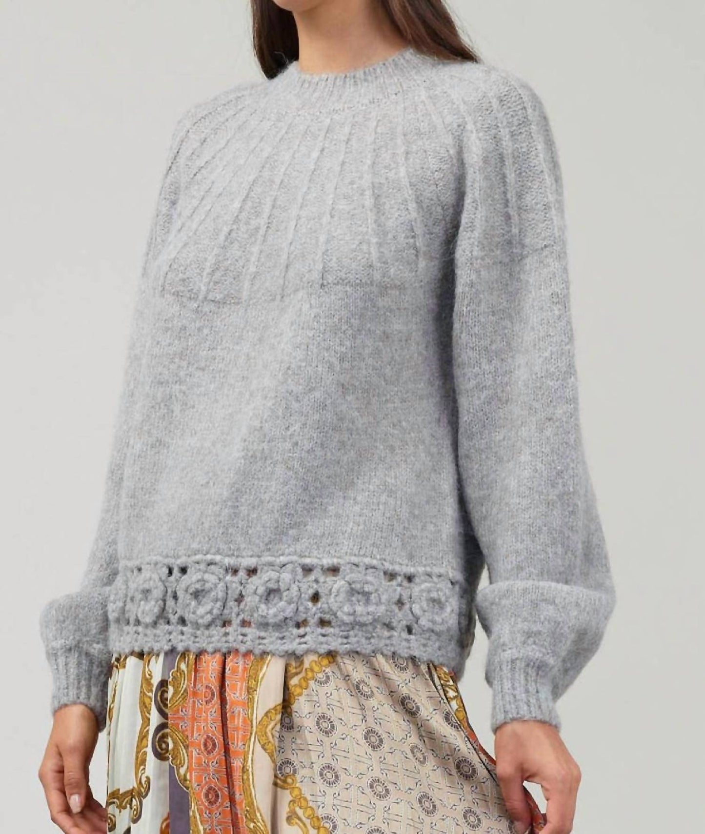 Current Air - Warm Crochet Trim Sweater