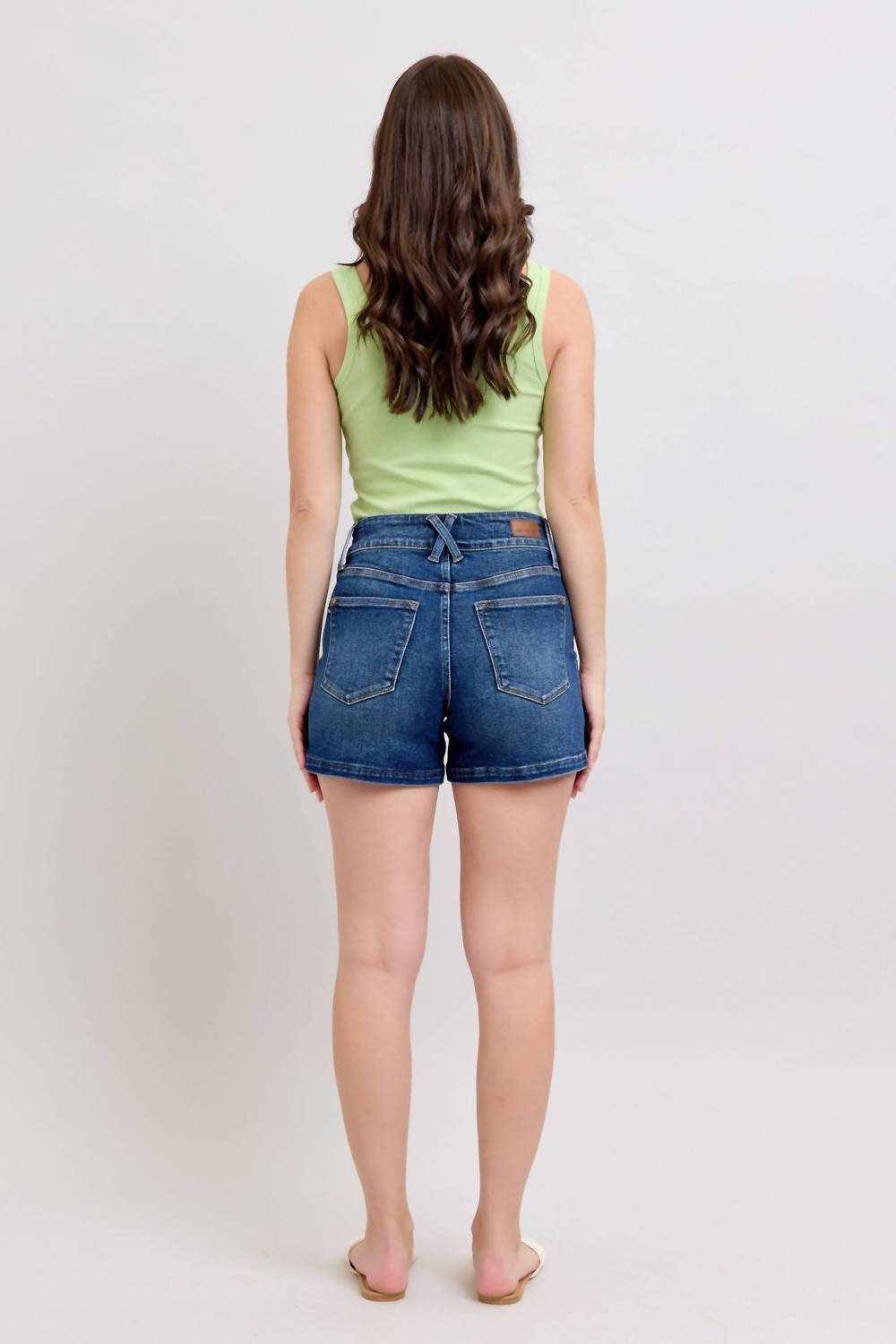 Judy Blue - High Waist Double Button Waistband Denim Short