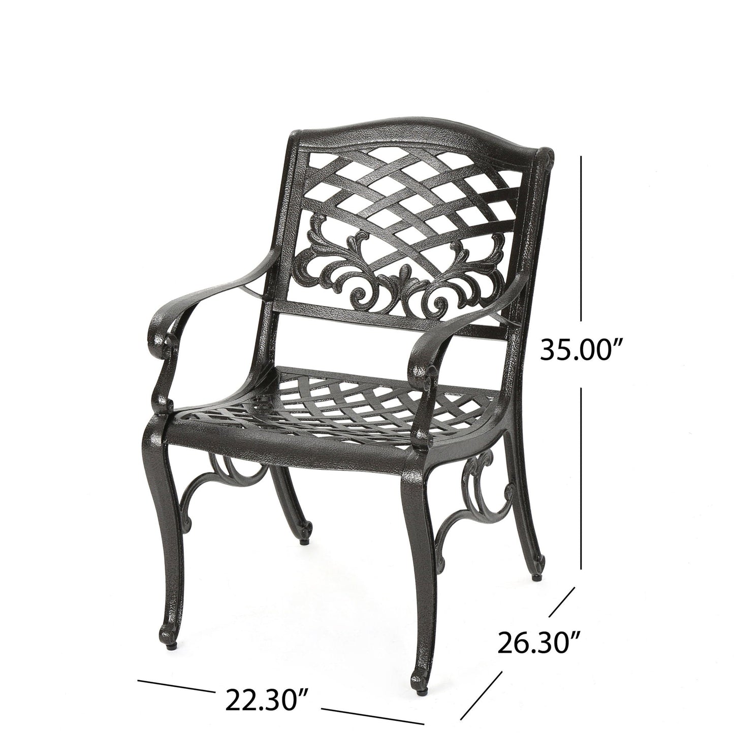 Luminea Outdoor Aluminum Dining Chair with Scroll Design