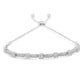 .925 Sterling Silver 1/4 Cttw Diamond 4â€-10â€ Adjustable Bolo Alternating Square and Rectangle Bolo Bracelet (I-J Color, I3 Clarity)