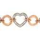 10K Rose Gold over .925 Sterling Silver 1/10 Cttw Round-Cut Diamond Heart Link Adjustable Bolo Bracelet (H-I Color, I2-I3 Clarity) - 6"-9" Adjustable