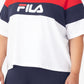 Fila Women's Check It Out Cotton Colorblocked T-Shirt White Size 3X