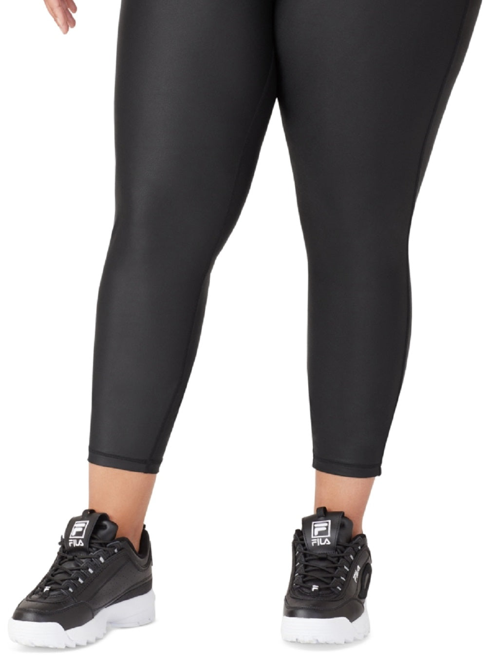 Fila Women's Night Out Leather Look 7/8 Training Leggings Black Size 1X