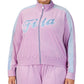 Fila Women's Valery Logo Zip Front Velour Jacket Purple Size 2X