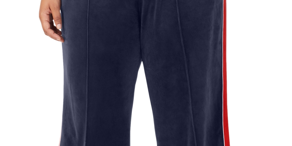 Fila Women's Valery Mid Rise Drawstring Velour Pants Blue Size 1X